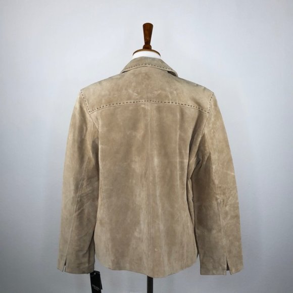 Bernardo Tan Suede Button Front Jacket - Picture 3 of 5